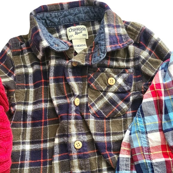 Toddler Boy BUNDLE 12 Months Plaid Button Up Shirt Sweater Vest Fall Winter - Picture 5 of 8